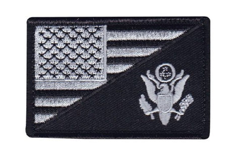 American Flag / Army Eagle Patch (Embroidered Hook) (Black)