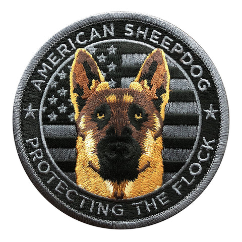American Sheepdog Protecting the Flock Patch (Embroidered Hook) (Black/Grey)