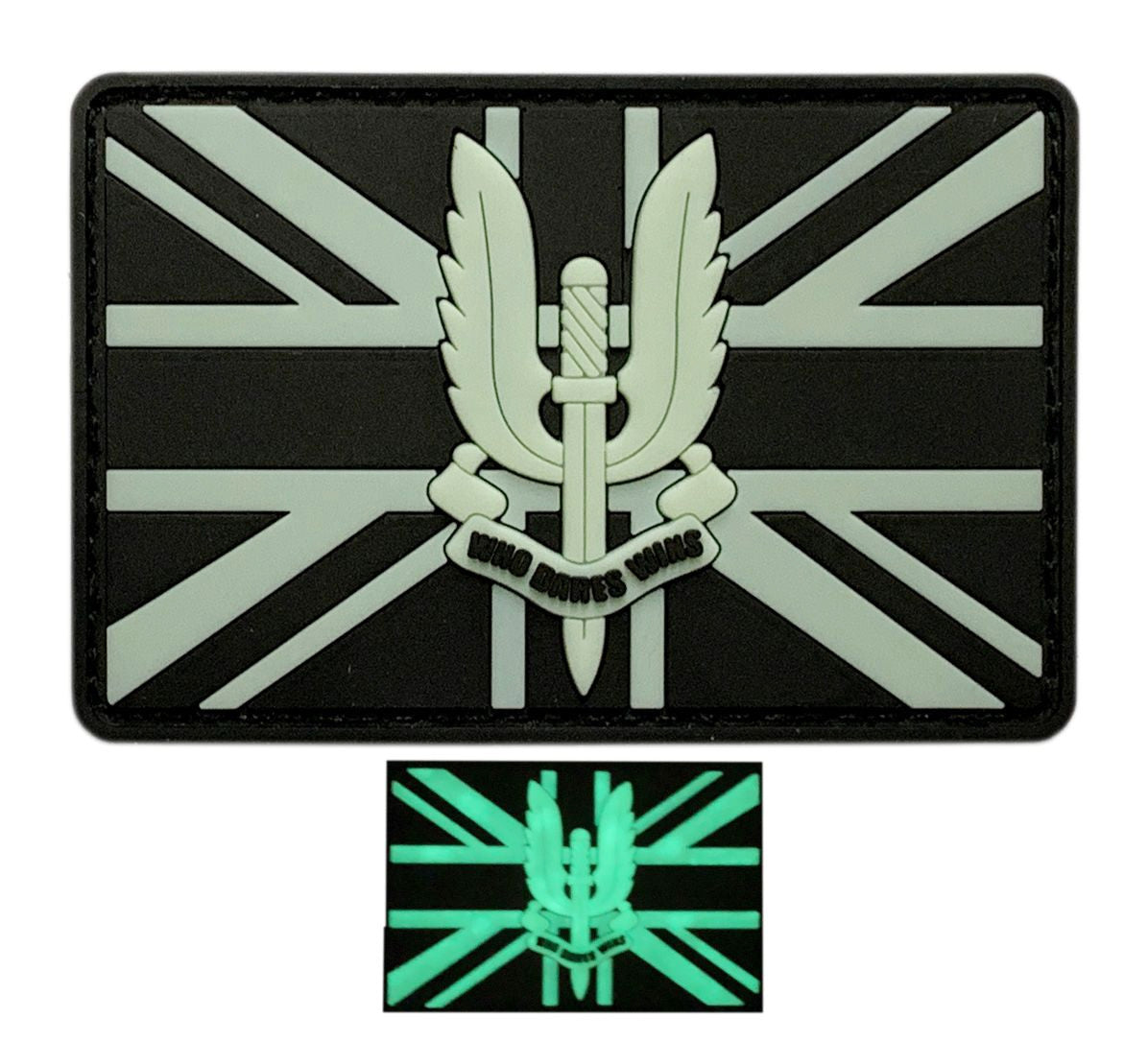 Who Dares Wins SAS Motivational Military PVC Patch Brown With Velcro Airsoft Military Who Dares Wins SAS Motivational Military PVC Patch Brown With Velcro Airsoft Military