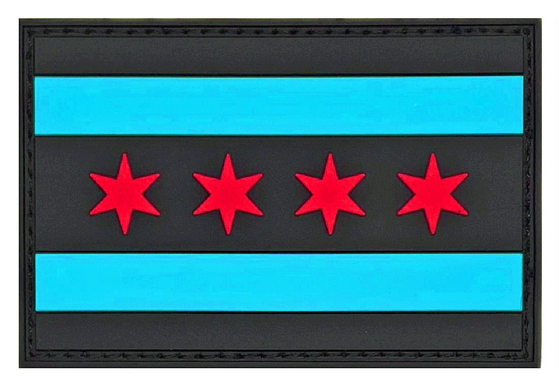 Chicago City Flag Embroidered Patch - 2 Pack, 3.0 X 2.0 Inch, Hook Fastener Backing