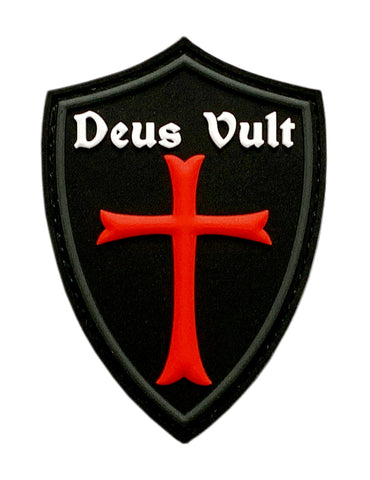 Deus Vult Cross Shield Christian Templar Knight in God Wills Patch [PVC -KT2]