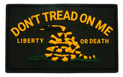 Liberty Or Death Don't Tread On Me Gadsden Patch [3.5 X 2.0 -“Hook Brand” Fastener - PVC Rubber- LD6]