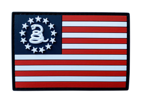 USA Flag Don't Tread on me Gadsden Patch (PVC Rubber-3.0 X 2.0 inch -FG-8)