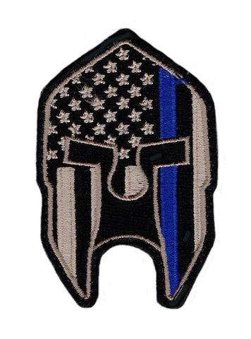 Spartan Helmet Thin Blue Line US Flag Police Patch