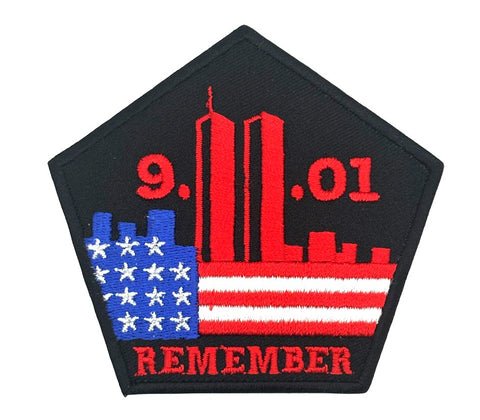 9/11 Remember Twin Towers Embroidered Patch [“Hook Brand” Fastener -P14]