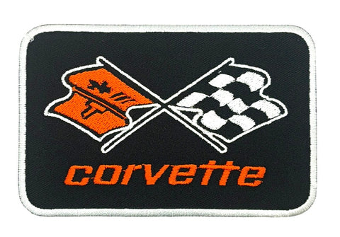 Corvette Racing Checker Flags Sports Cars Patch [4.0 X 2.5 -Iron on Sew on ]