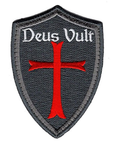 18 Pieces of Deus Vult Cross Shield Patch (Embroidered Hook)