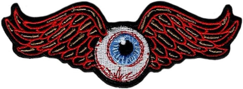 Flying Eyeball Embroidered 5 inch Iron on Patch by Miltacusa