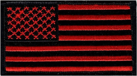 USA Flag Red Black 3.5 X 2.0 Iron on Sew on Patch