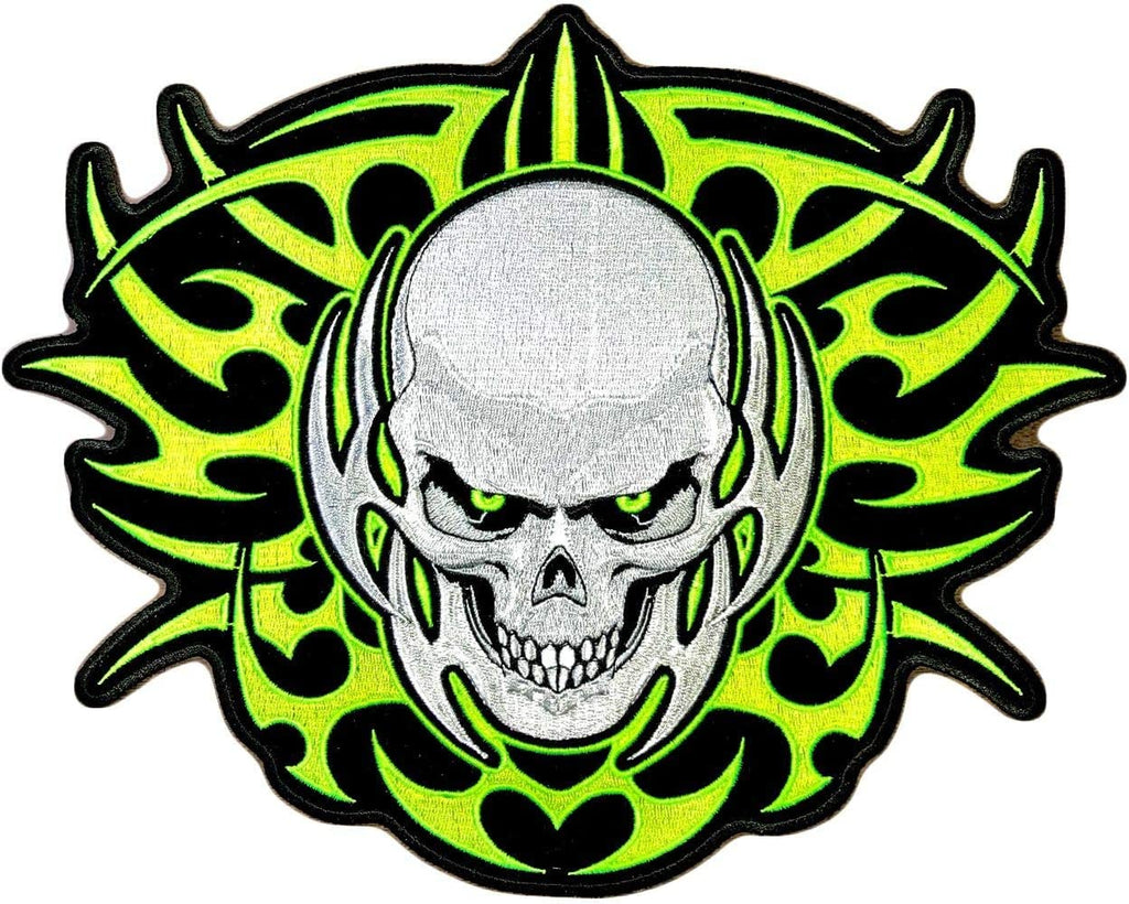 Skull Embroidered Patch with Heat Seal Backing