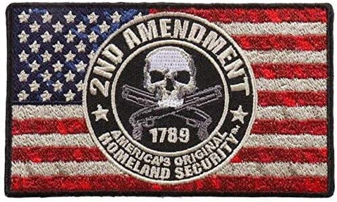 2nd Amendment Flag Iron On Patches - Embroidered Artwork Sew On Patch, 4" x 2"
