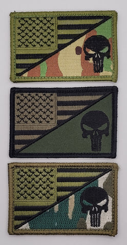 Buy 3 Pieces American Flag Tactical Skull Military Patch [Hook Fastener Backing MTP 3,4,5]