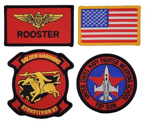 Bradley Rooster Navy Firefighter Patch [4PC Bundle -Hook Fastener Backing]