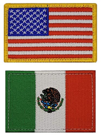 USA American Mexican Flag Morale Patch [2PC Bundle -Hook Backing - 3.0 X 2.0 -MF8]