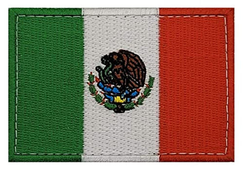 Mexico Flag Embroidered Patch [3.0 x 2.0 - Hook Fastener Backing - MF7]