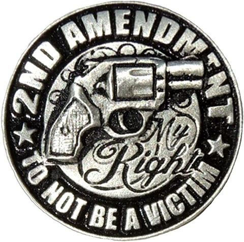 2nd Amendment Pin - Hand Carved Pewter Motorcycle Biker Vest Jacket Lapel Pin