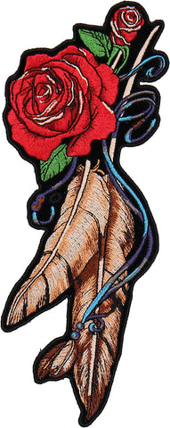 Hot Leathers Feather and Roses Patch