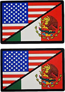 USA Flag Mexico Flag Patch [2PC Bundle -PVC Rubber - Hook Fastener Backing - 3.0 X 2.0 -P1]