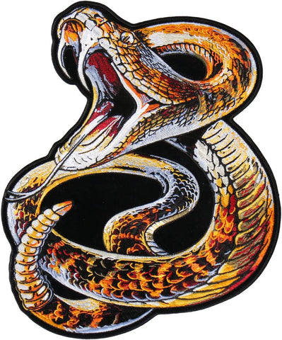 Rattlesnake, High Thread Iron-On/Sew-On Rayon Patch - 9" x 11", Exceptional Quality