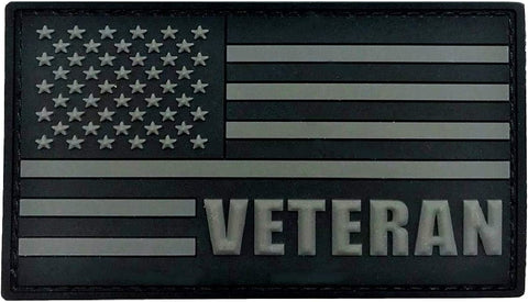Veteran USA Flag Patch [3.5 X 2.0 -PVC Rubber- “Hook” Fastener-VP1]