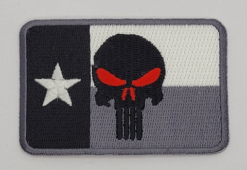 Tactical Skull Texas Flag Patch(Embroidered Hook Fastener)