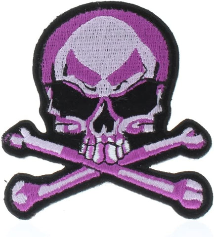 Motorcycle Biker Uniform Patch 4" x 4" Pink Skull and Crossbones