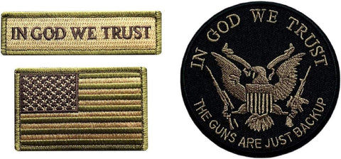 in God we Trust USA Flag Eagle Patch [3PC Bundle -Hook Fastener -G1,U1,ZL8]