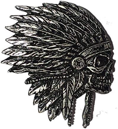 Indian Chief Skull Hat Jacket Vest Biker PIN - by Patch Squad
