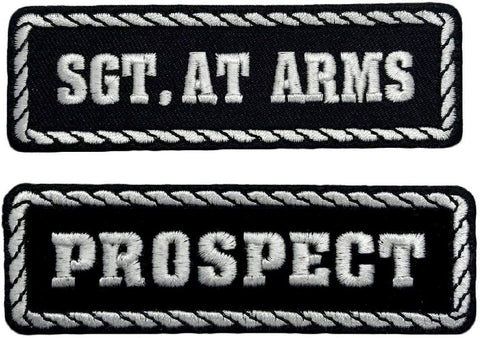 SGT Sargent at Arms,Prospect Officer MC Patch {2PC Bundle -Black & White]