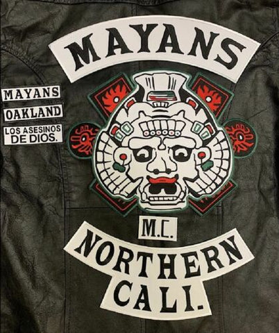 SOA Mayans Northern Cali MC Biker Jacket Vest BACK PATCH [7PC BLACK TEXT]
