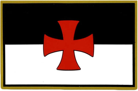 Templar Knight Flag Patch [3.0 X 2.0 inch -PVC Rubber-“Hook Brand” Fastener-TK8]