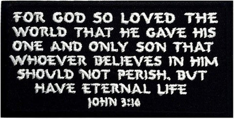 John 3:16 Christian in God Patch [4.0 X 2.0 - Iron on sew on -JP4]