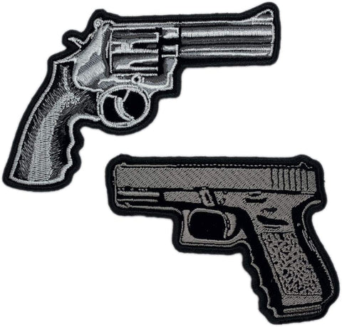 Assassin Ring Gun 45 Magnum Hand Pistol Novelty Patch [2PC Bundle -Iron on Sew on]