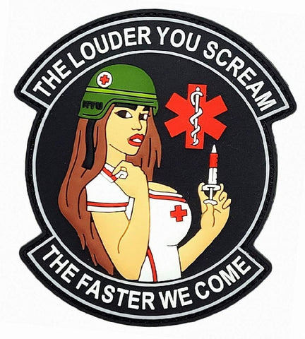 Military Medic Louder Scream Pinup Girl Patch [3D-PVC -"Hook Brand" Fastener ]