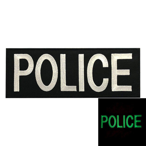 Glow Dark Police Back Panel Tactical Hook Patch [11.0 X 4.0 inch-Glow in The Dark]