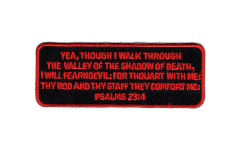 Psalms 23:4 Bible verse Patch (Iron On) (Red)