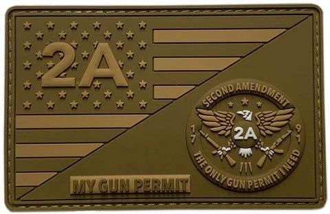 Gun Permit 2nd Amendment 1791 USA Constitution Patch [“Hook Brand” Fastener - 3D-PVC Rubber -P15]