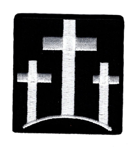 Three Crosses Patch (Iron On) Black