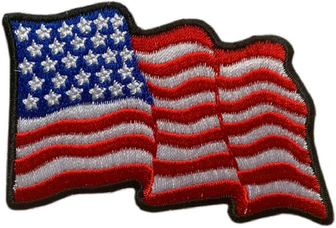 Waving USA American Flag Embroidered Patch [Iron on Sew on -2.75 inch - WF2]