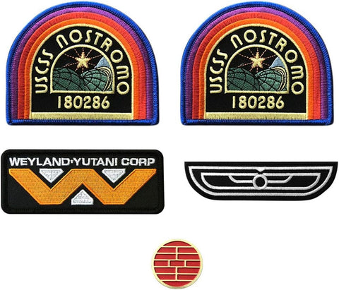 Alien U.S.C.S.S. Nostromo Flight Wings Weyland Yutani Patch [5PC Bundle-with Nostromo Pin]