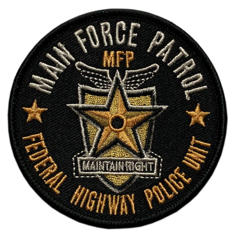 Mad Max Main Force Police Patrol Patch (“Hook Brand” Fastener -FP1)