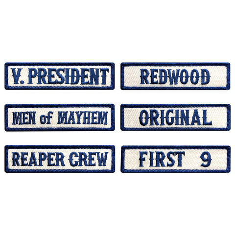 Officer Title Rank Vest Patches VP Reaper Crew First 9 MC Biker Club 6pc Patch Set