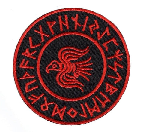 Odin's Raven Patch (Embroidered Hook) (Red)