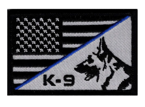 K-9 USA American Flag Thin Blue Line Police Swat Tactical Morale Hook Patch (PK1)