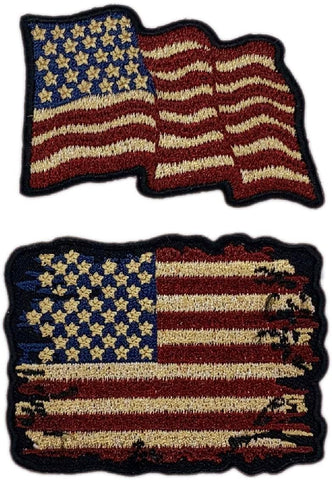 Distressed American Flag Vintage Look Patch [2PC Bundle- Iron on sew on - MTB2,WF8]