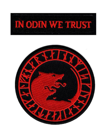 in Odin We Trust Viking Úlfhédnar No Mercy Only Violence Wolf Odin God Patch (Hook-RED/BLK)