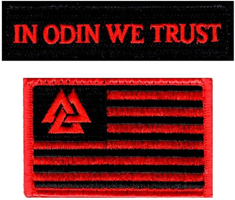 in Odin We Trust Valknut Flag Morale Hook Fastener Patch (2PC Bundle-MTV1)