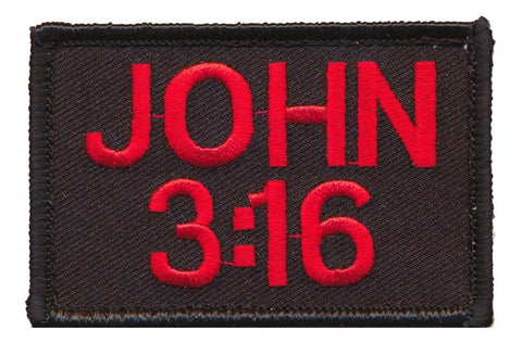 John 3:16 Patch (Embroidered Hook) (Red/Black)