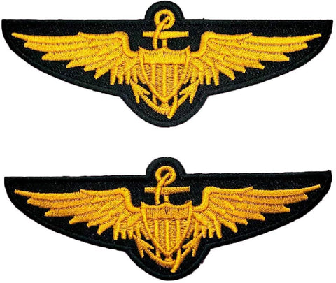 Naval Aviator Pilot Wings Top Gun Navy Patch [2PC Bundle -Iron on Sew on 4.0 X 1.5 -P9]