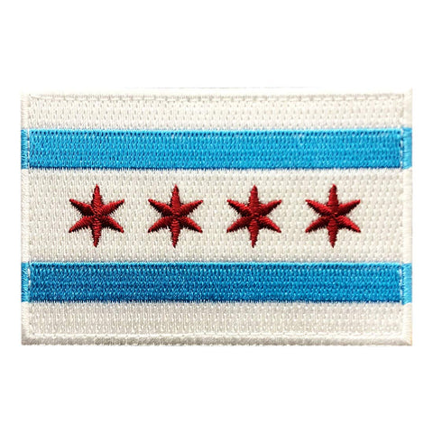 Chicago City Flag Embroidered Patch [Iron on Sew on 3.0 X 2.0 - CH9]